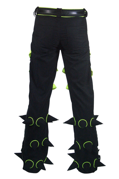 SPACE TRIBE Spikey Pants 古着　ギミックパンツ Spikey Pants : Black - UV Yellow – Space Tribe