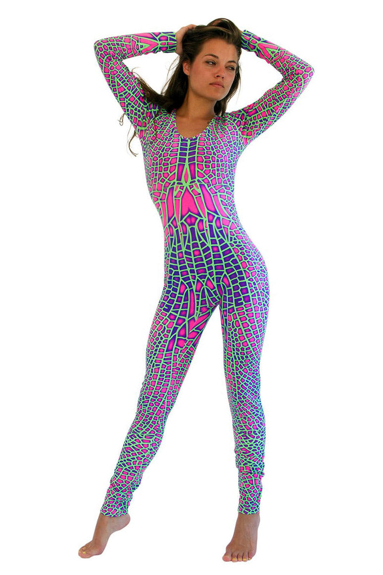 Long Sleeve Catsuit : Acid Dragonfly - Women Catsuits - Space Tribe