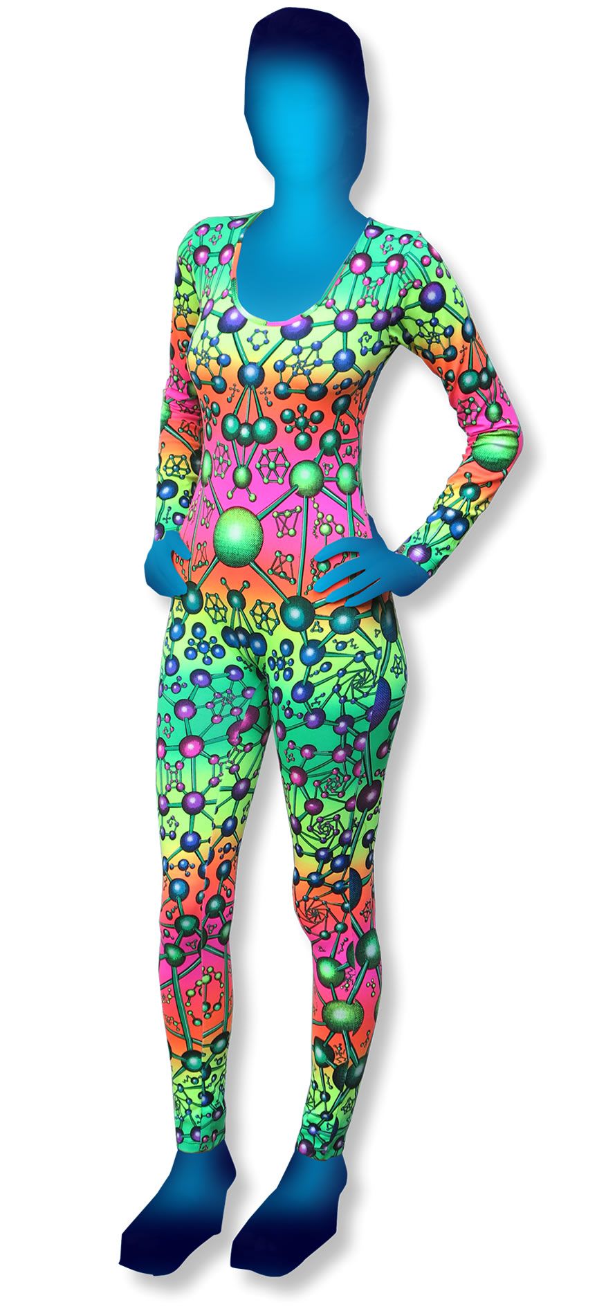 Long Sleeve Catsuit : Atomic Rainbow - Women Catsuits - Space Tribe