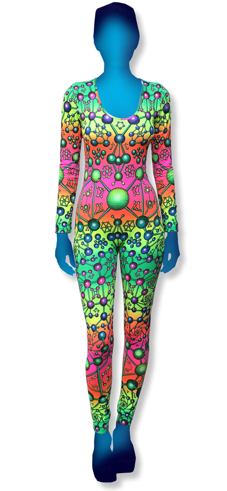 Long Sleeve Catsuit : Atomic Rainbow - Women Catsuits - Space Tribe