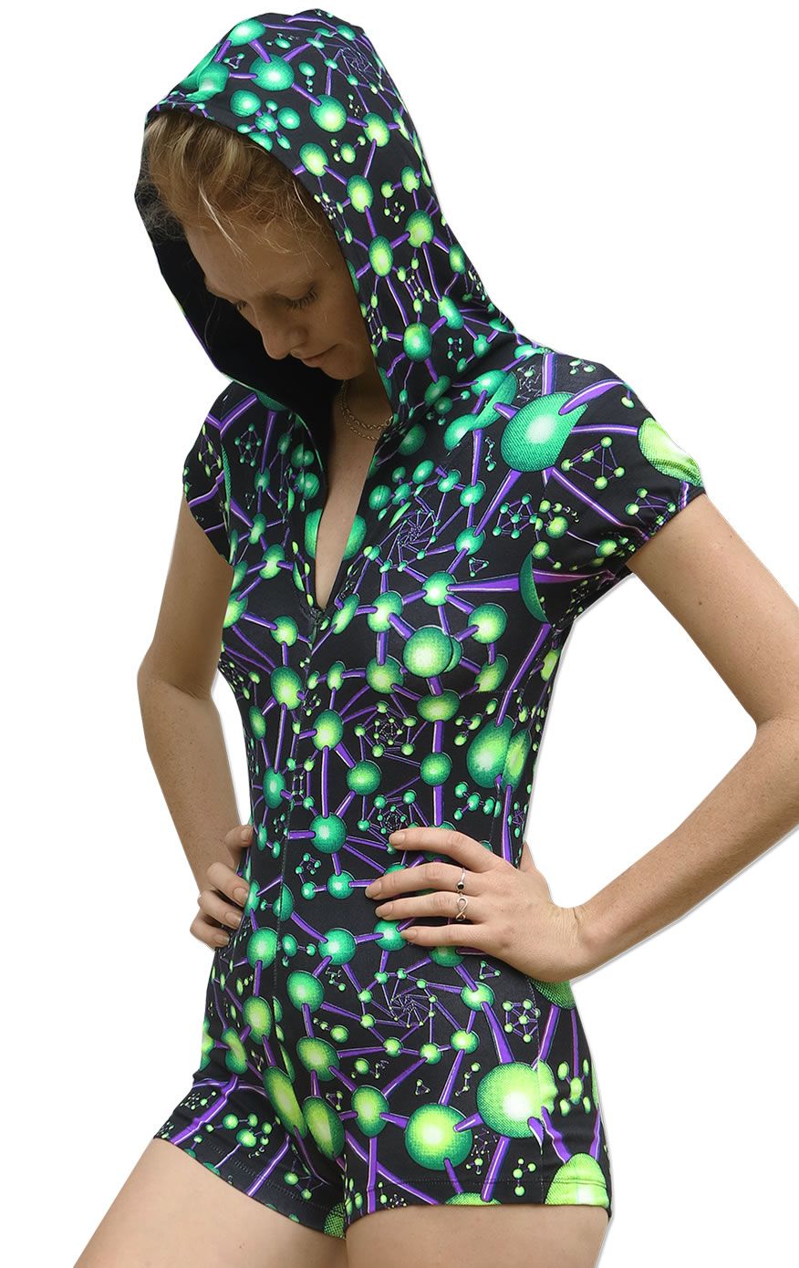 Hooded Playsuit : Atomic Alien - Women Catsuits - Space Tribe