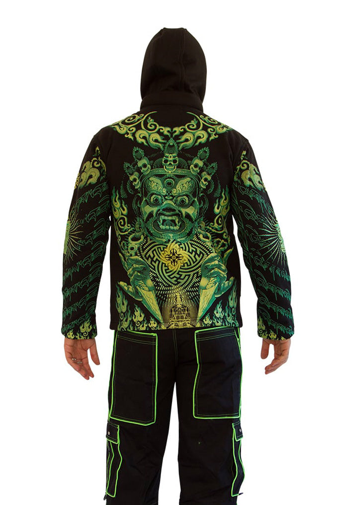 Morph Jacket Round Hood: Lime Mahakala - Men Jackets - Space Tribe