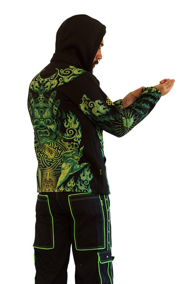 Morph Jacket Round Hood: Lime Mahakala - Men Jackets - Space Tribe