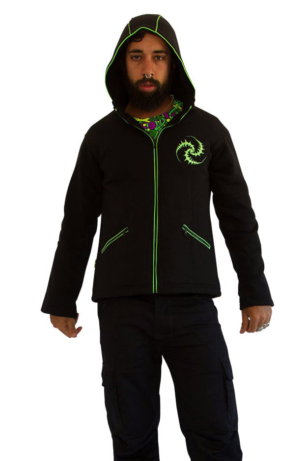 Morph Jacket Round Hood : Lime Triskelion - Men Jackets - Space Tribe