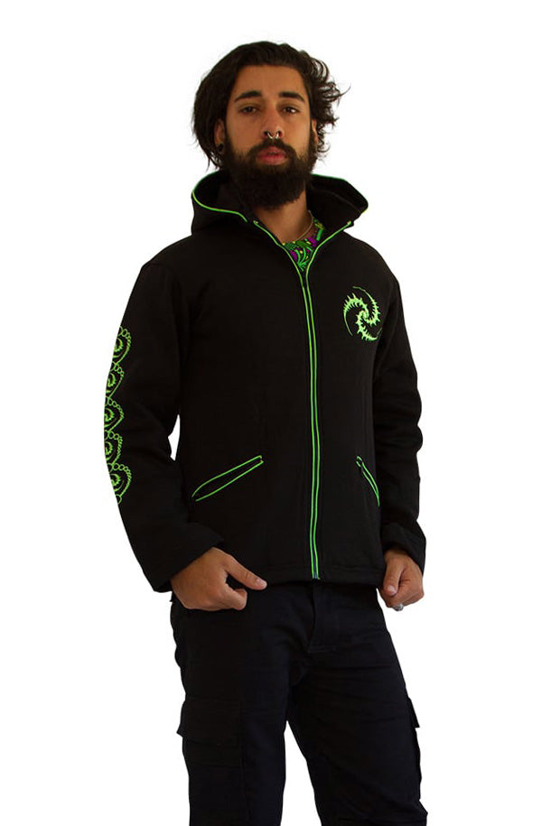 Morph Jacket Round Hood : Lime Triskelion - Men Jackets - Space Tribe