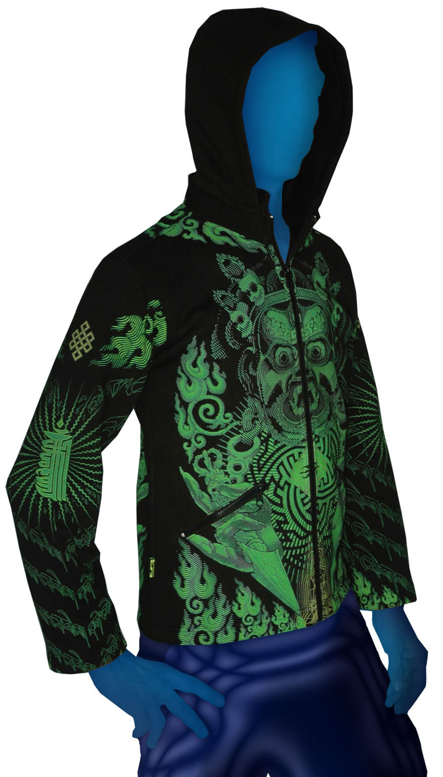 Morph Jacket Round Hood: Lime Mahakala - Men Jackets - Space Tribe