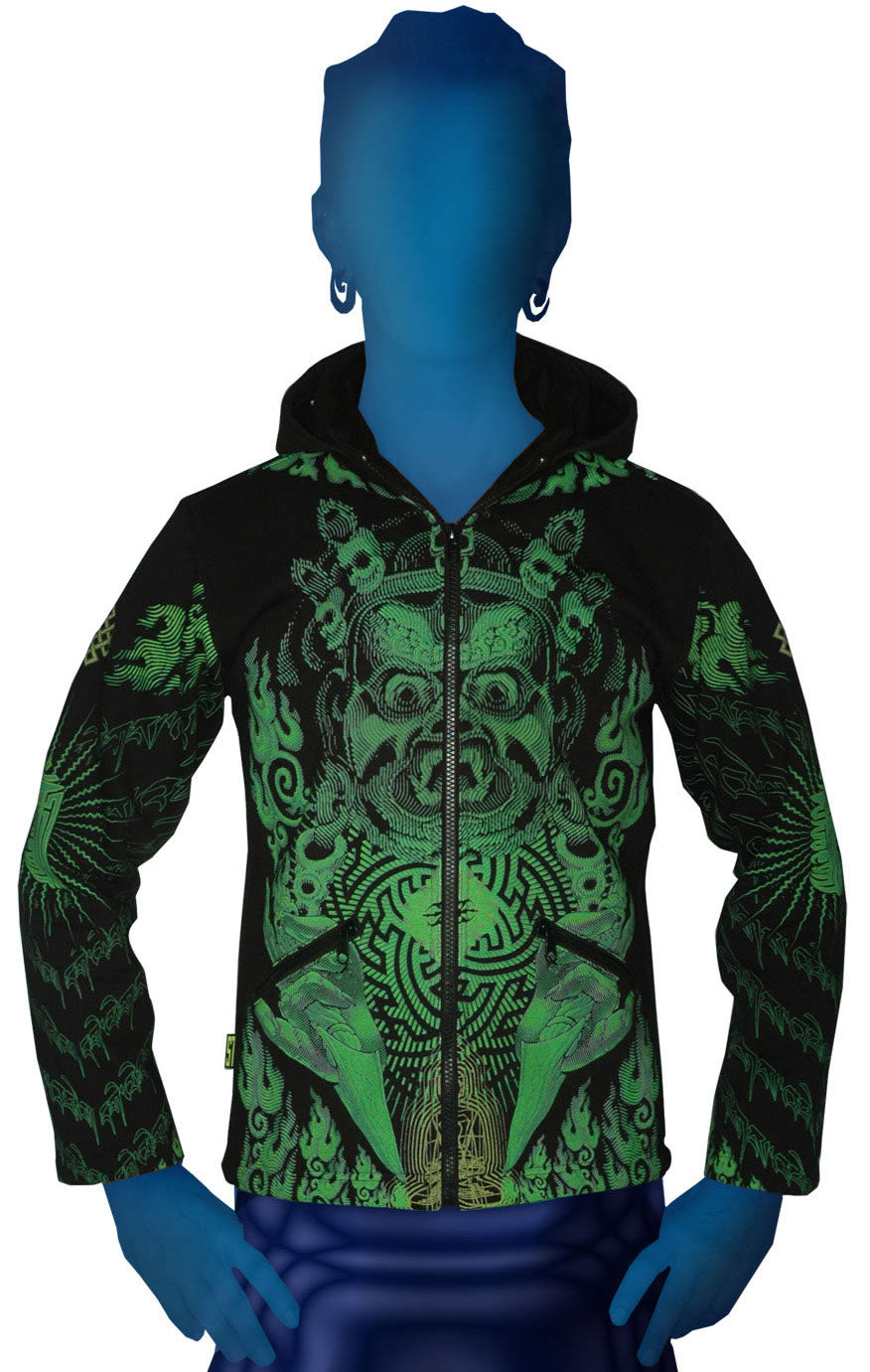Morph Jacket Round Hood: Lime Mahakala - Men Jackets - Space Tribe