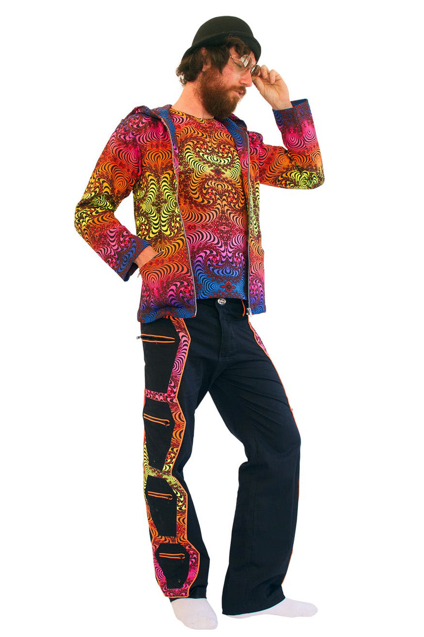 Hooded Zip Jacket : Rainbow Fractal - Men Jackets - Space Tribe