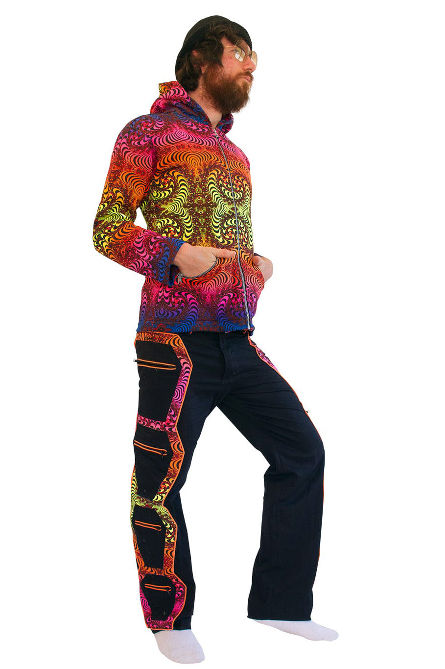 Hooded Zip Jacket : Rainbow Fractal - Men Jackets - Space Tribe