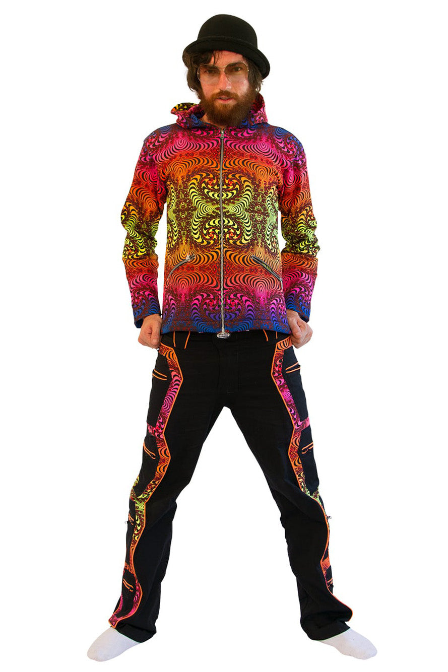 Hooded Zip Jacket : Rainbow Fractal - Men Jackets - Space Tribe