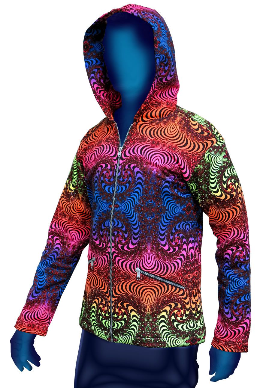 Hooded Zip Jacket : Rainbow Fractal - Men Jackets - Space Tribe