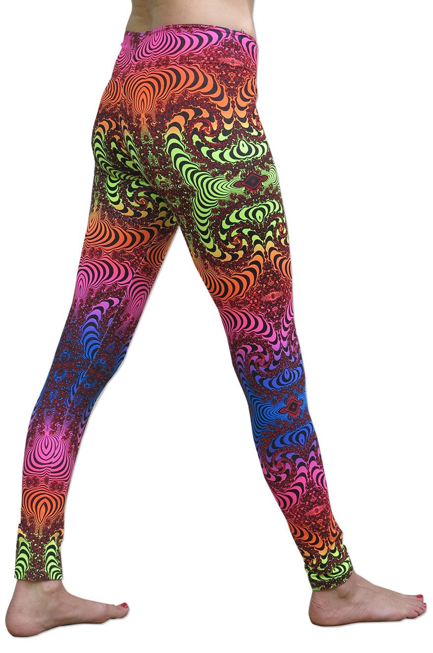 Wide waistband Leggings : Rainbow Fractal - Women Leggings - Space Tribe