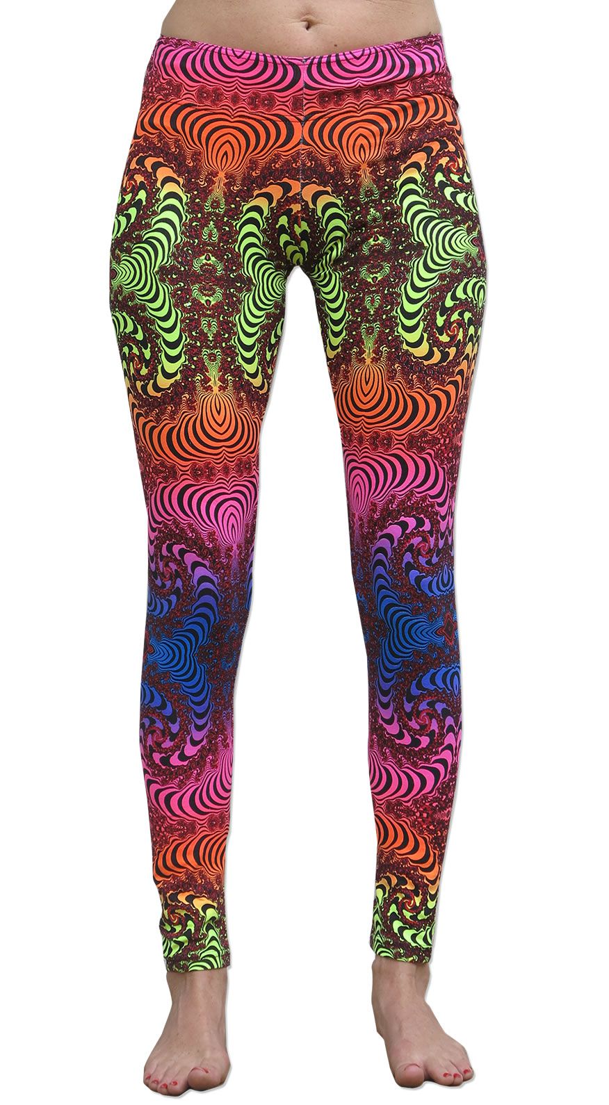 Wide waistband Leggings : Rainbow Fractal - Women Leggings - Space Tribe