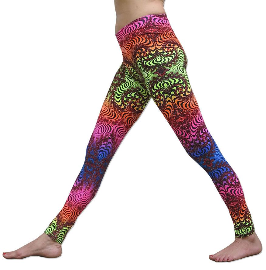 Wide waistband Leggings : Rainbow Fractal - Women Leggings - Space Tribe