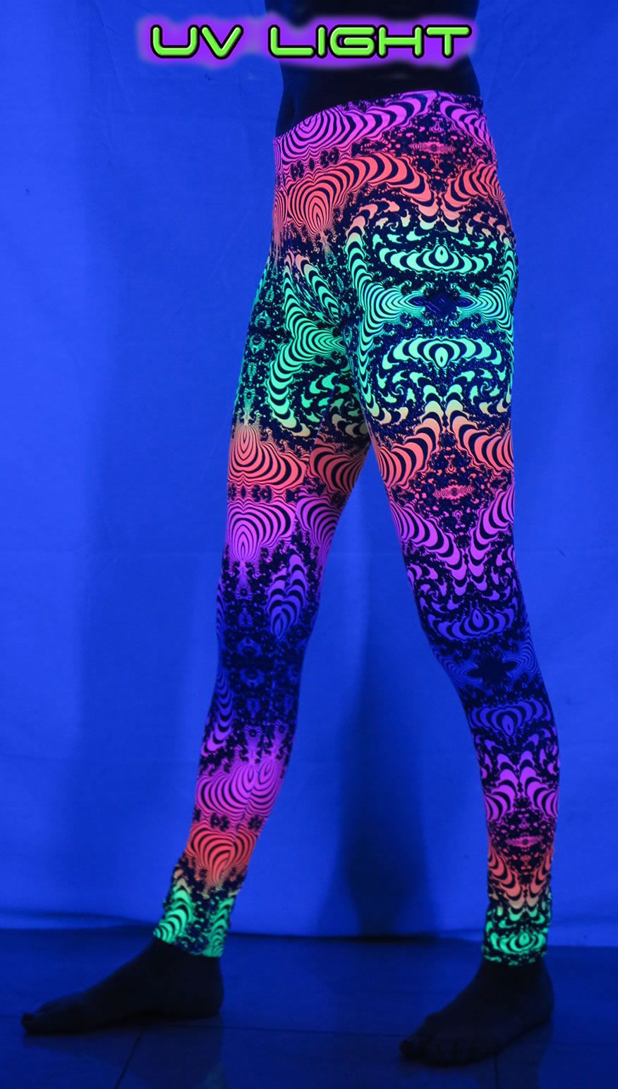 Wide waistband Leggings : Rainbow Fractal - Women Leggings - Space Tribe