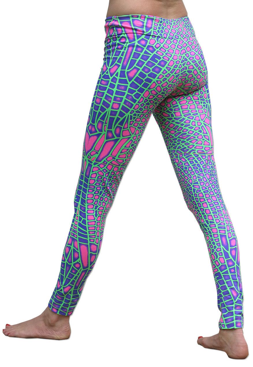 Wide waistband Leggings : Acid Dragonfly - Women Leggings - Space Tribe
