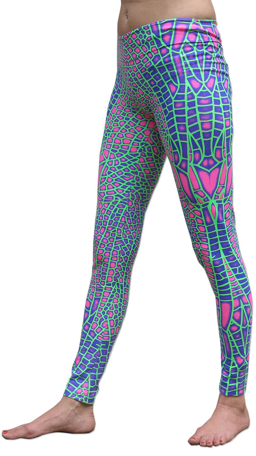Wide waistband Leggings : Acid Dragonfly - Women Leggings - Space Tribe