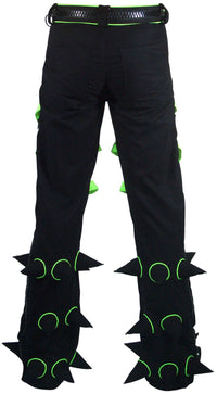 Spikey Pants : Black - UV Lime - Men Pants - Space Tribe