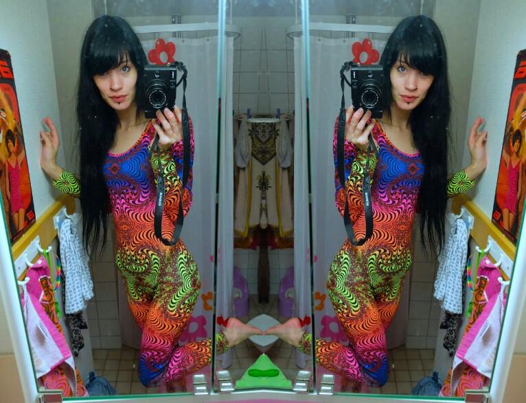 Long Sleeve Catsuit : Rainbow Fractal - Women Catsuits - Space Tribe
