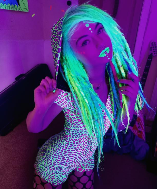 Hooded Playsuit : Acid Dragonfly - Women Catsuits - Space Tribe