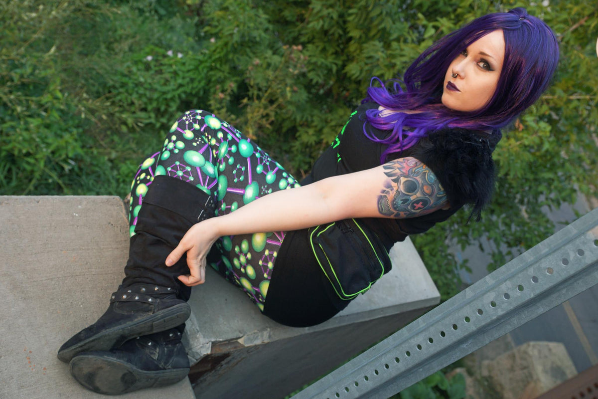 Wide waistband Leggings : Atomic Alien - Women Leggings - Space Tribe