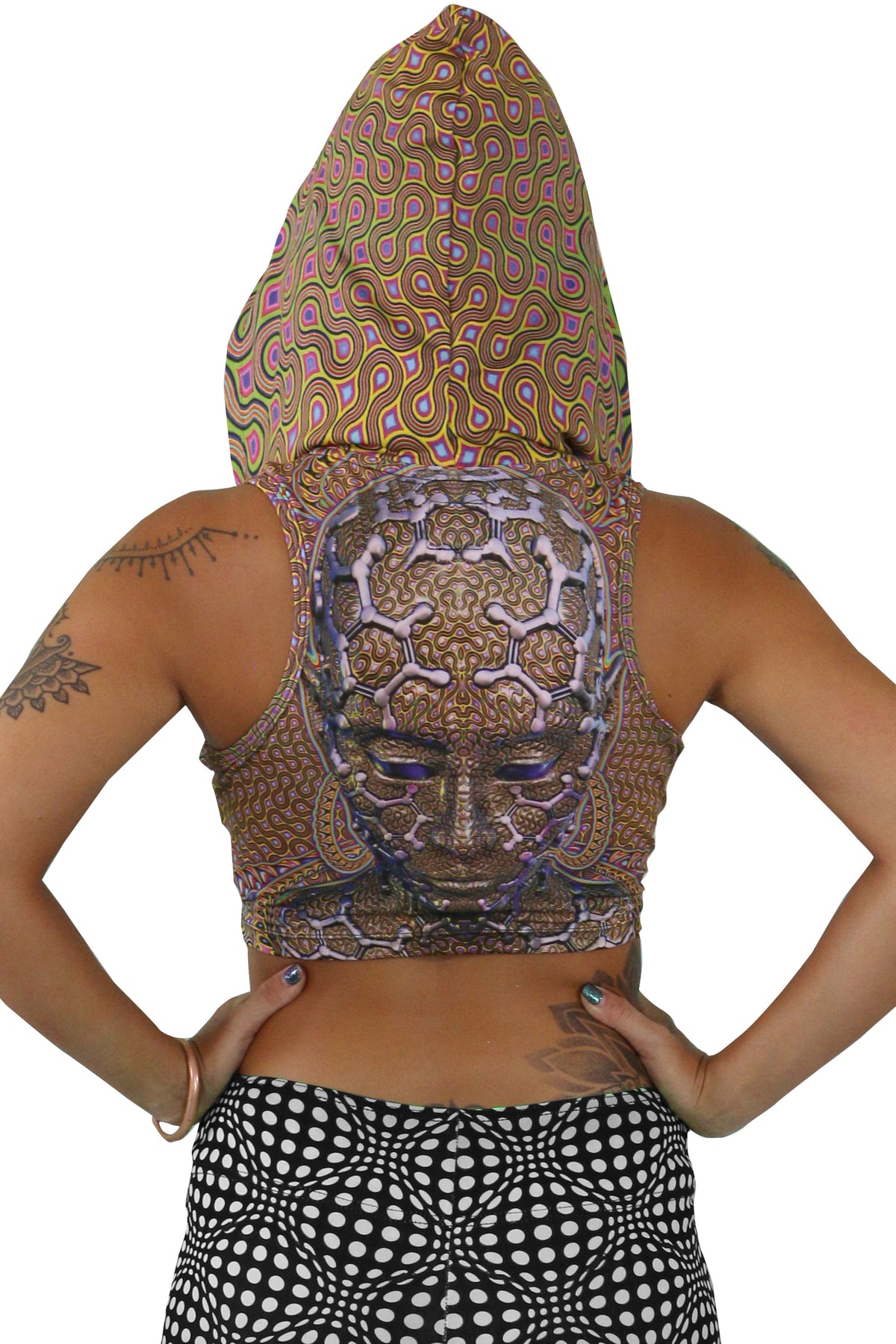 Hooded Crop Top : Micro Macro - Women Tops - Space Tribe