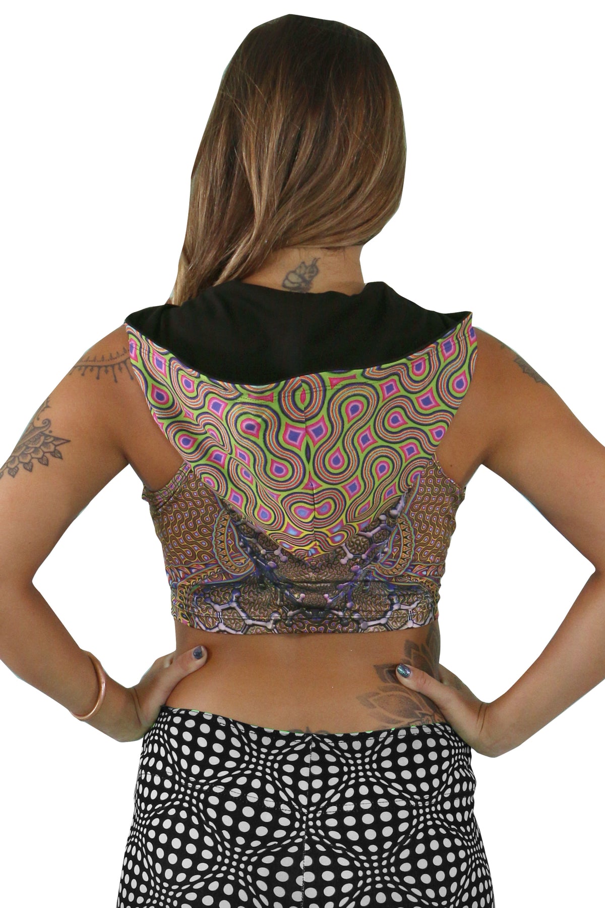 Hooded Crop Top : Micro Macro - Women Tops - Space Tribe
