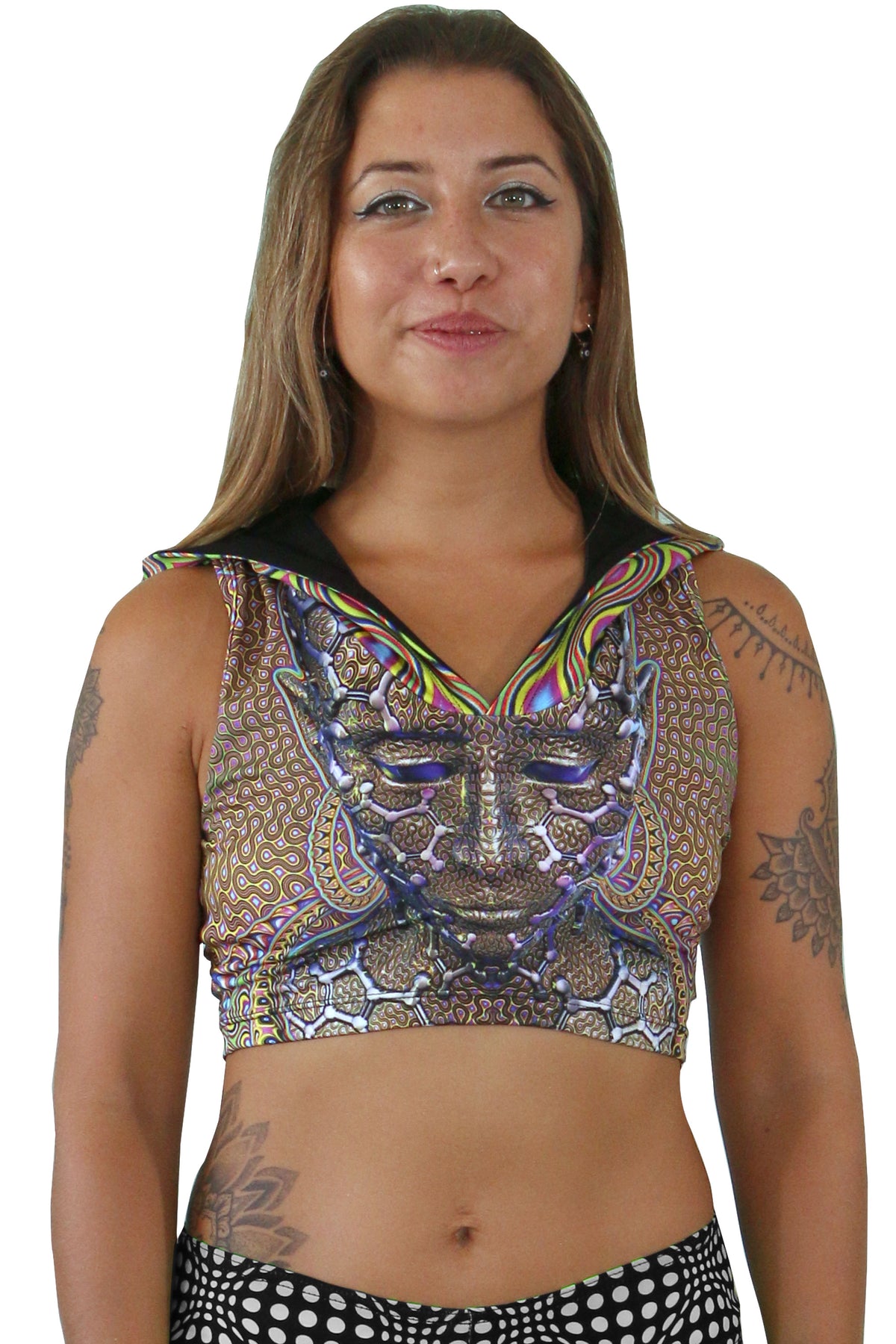 Hooded Crop Top : Micro Macro - Women Tops - Space Tribe