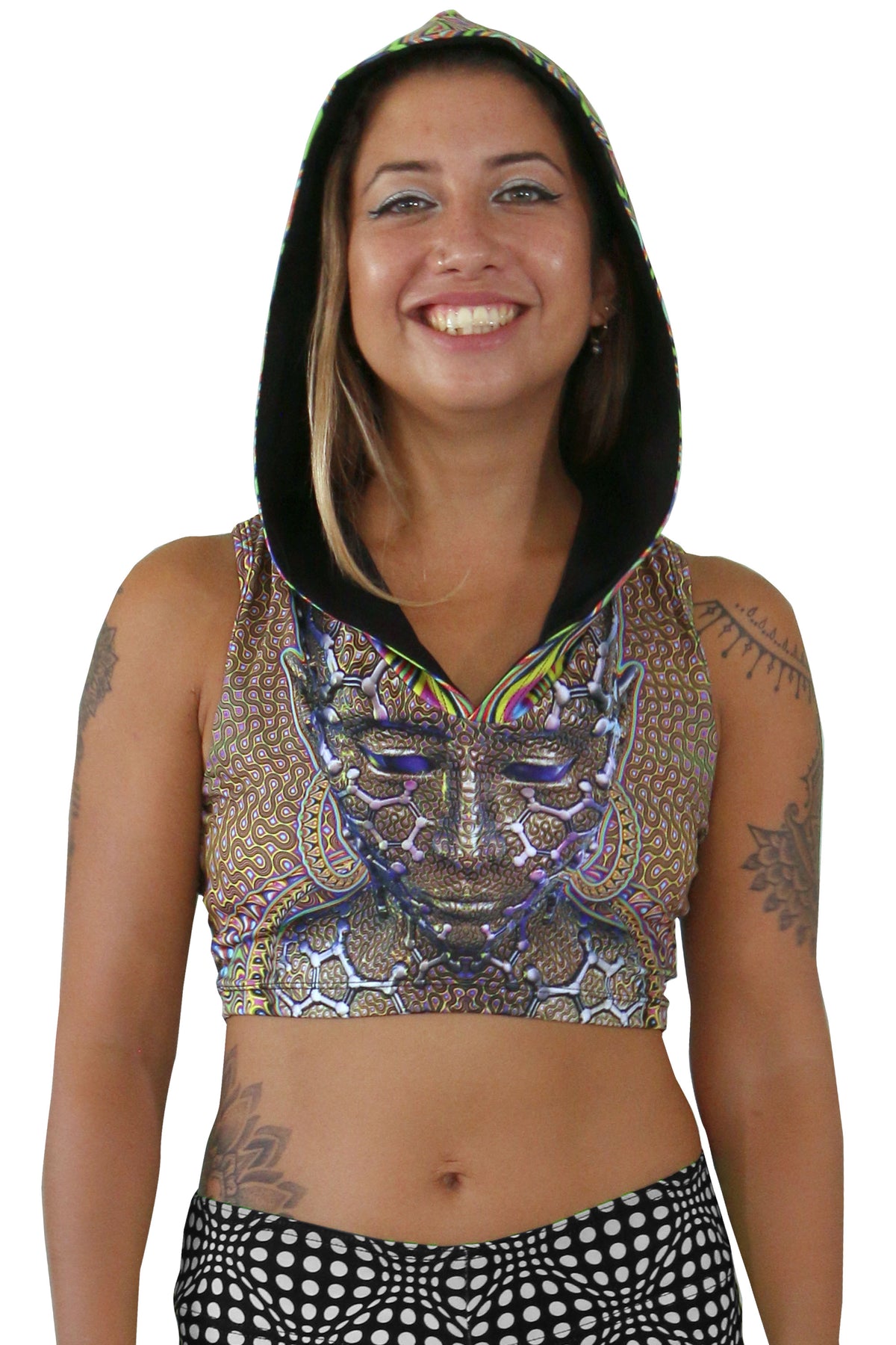 Hooded Crop Top : Micro Macro - Women Tops - Space Tribe