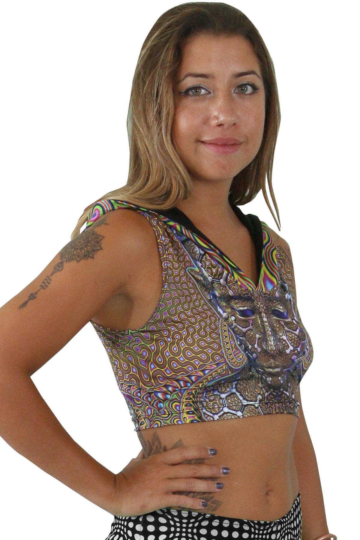 Hooded Crop Top : Micro Macro - Women Tops - Space Tribe