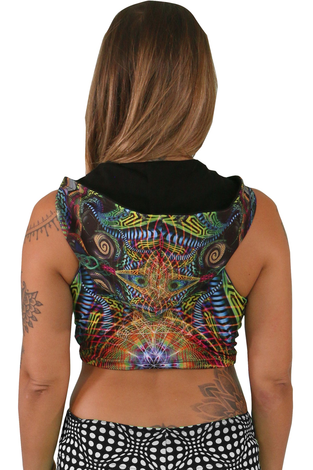 Hooded Crop Top : Primordial Presence - Women Tops - Space Tribe