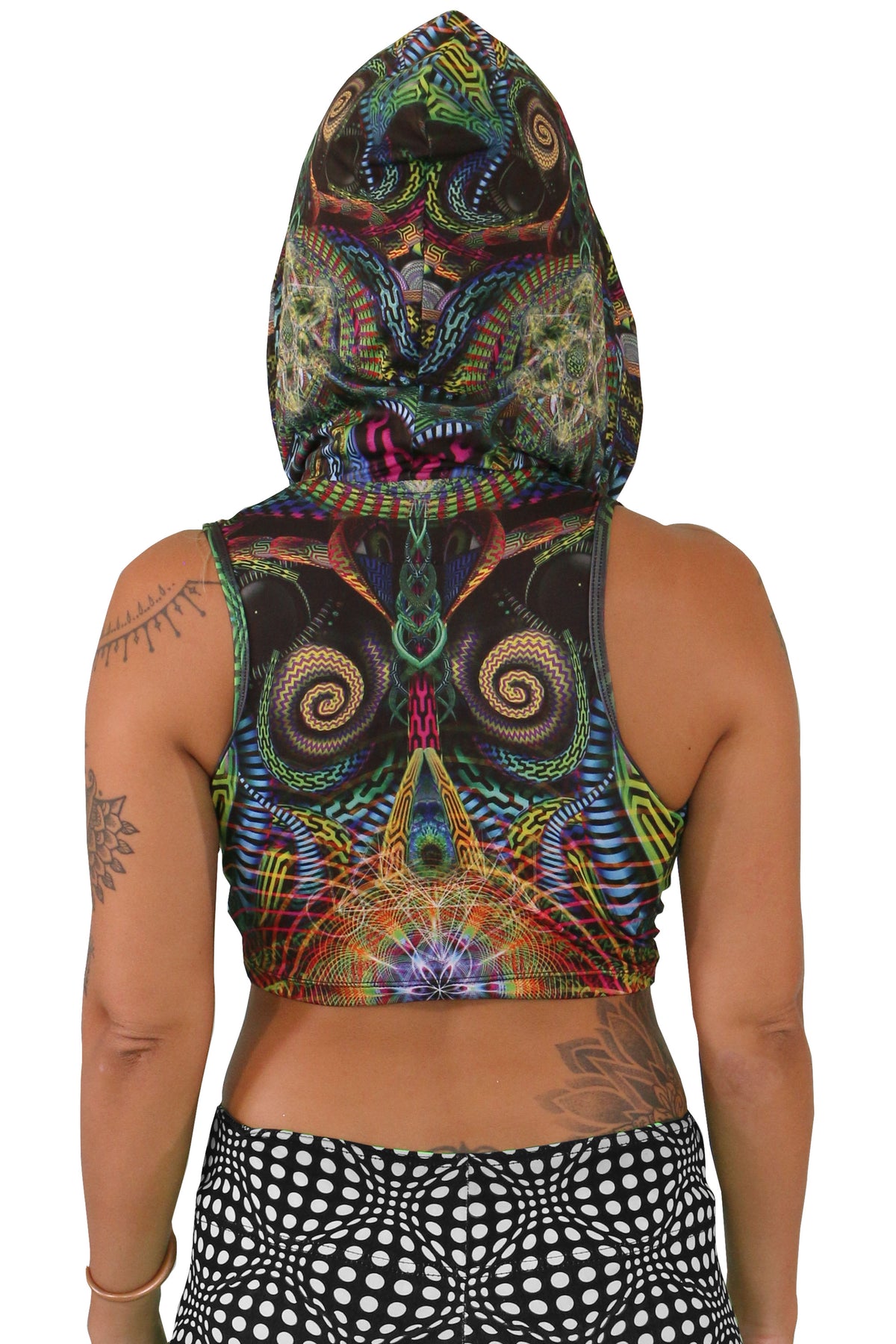 Hooded Crop Top : Primordial Presence - Women Tops - Space Tribe