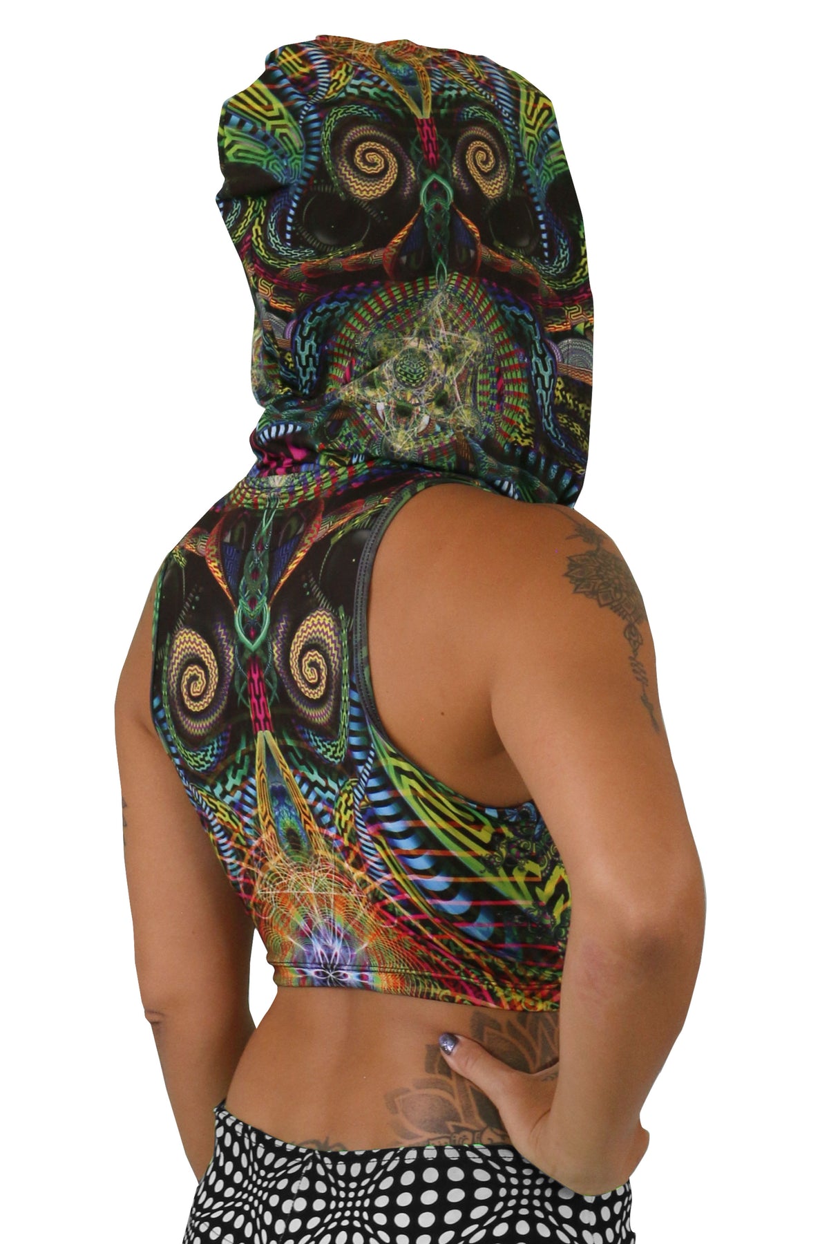 Hooded Crop Top : Primordial Presence - Women Tops - Space Tribe