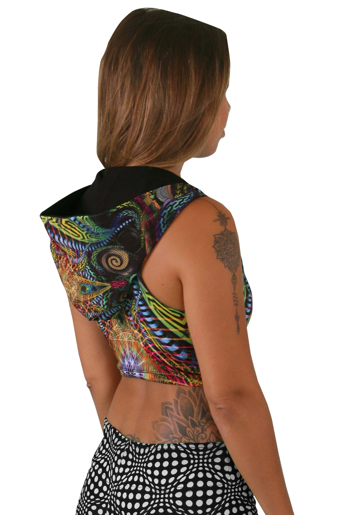 Hooded Crop Top : Primordial Presence - Women Tops - Space Tribe