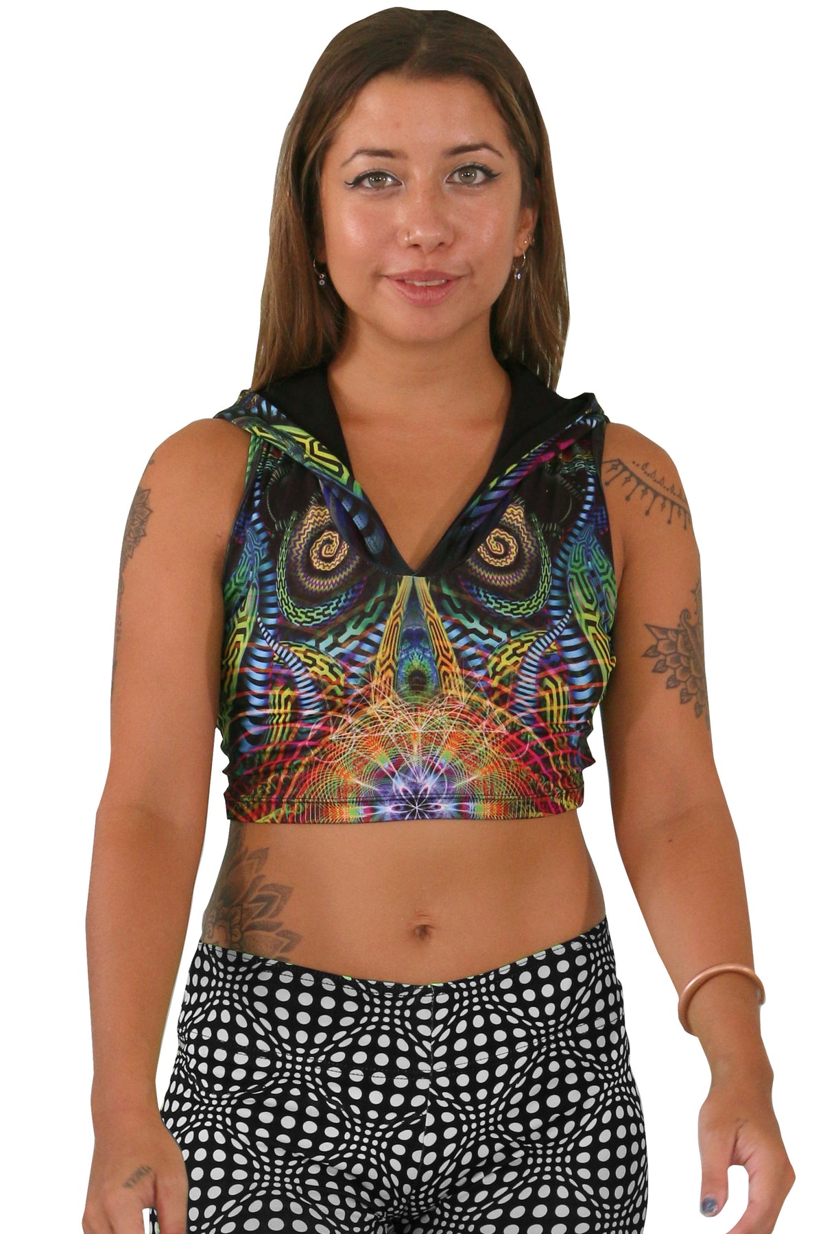 Hooded Crop Top : Primordial Presence - Women Tops - Space Tribe
