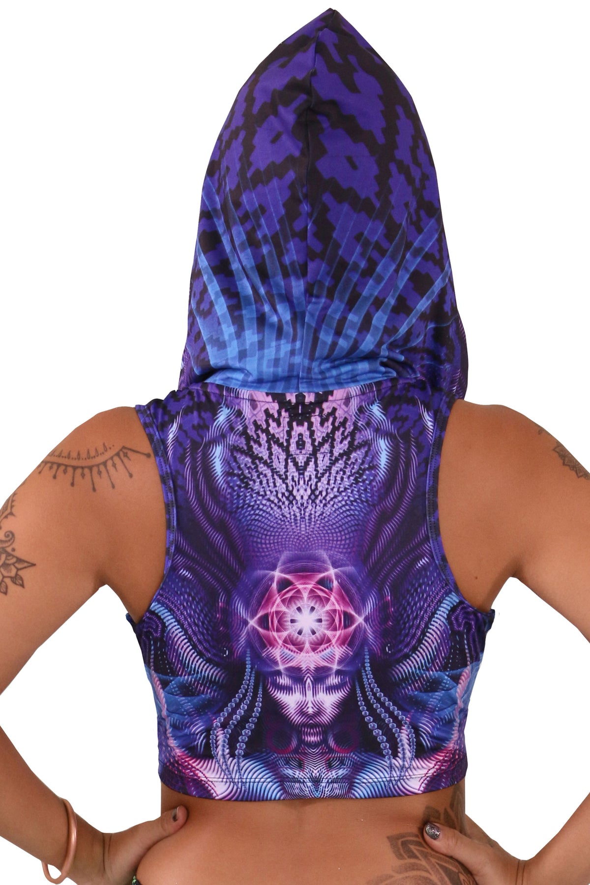 Hooded Crop Top : Violet Foxy Lady - Women Tops - Space Tribe