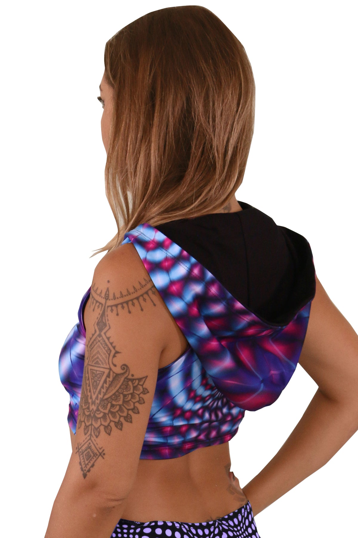 Hooded Crop Top : Violet Web - Women Tops - Space Tribe