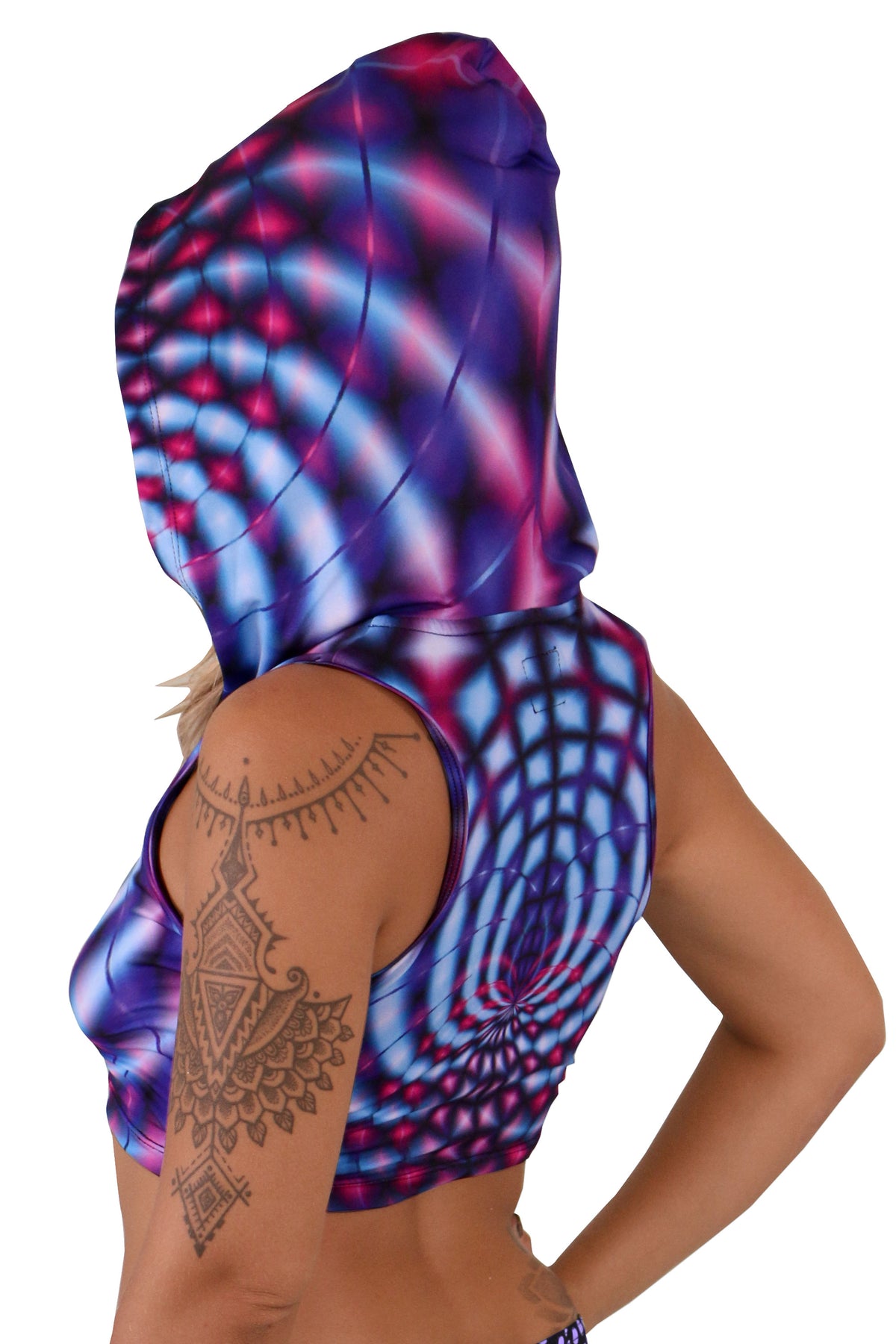 Hooded Crop Top : Violet Web - Women Tops - Space Tribe