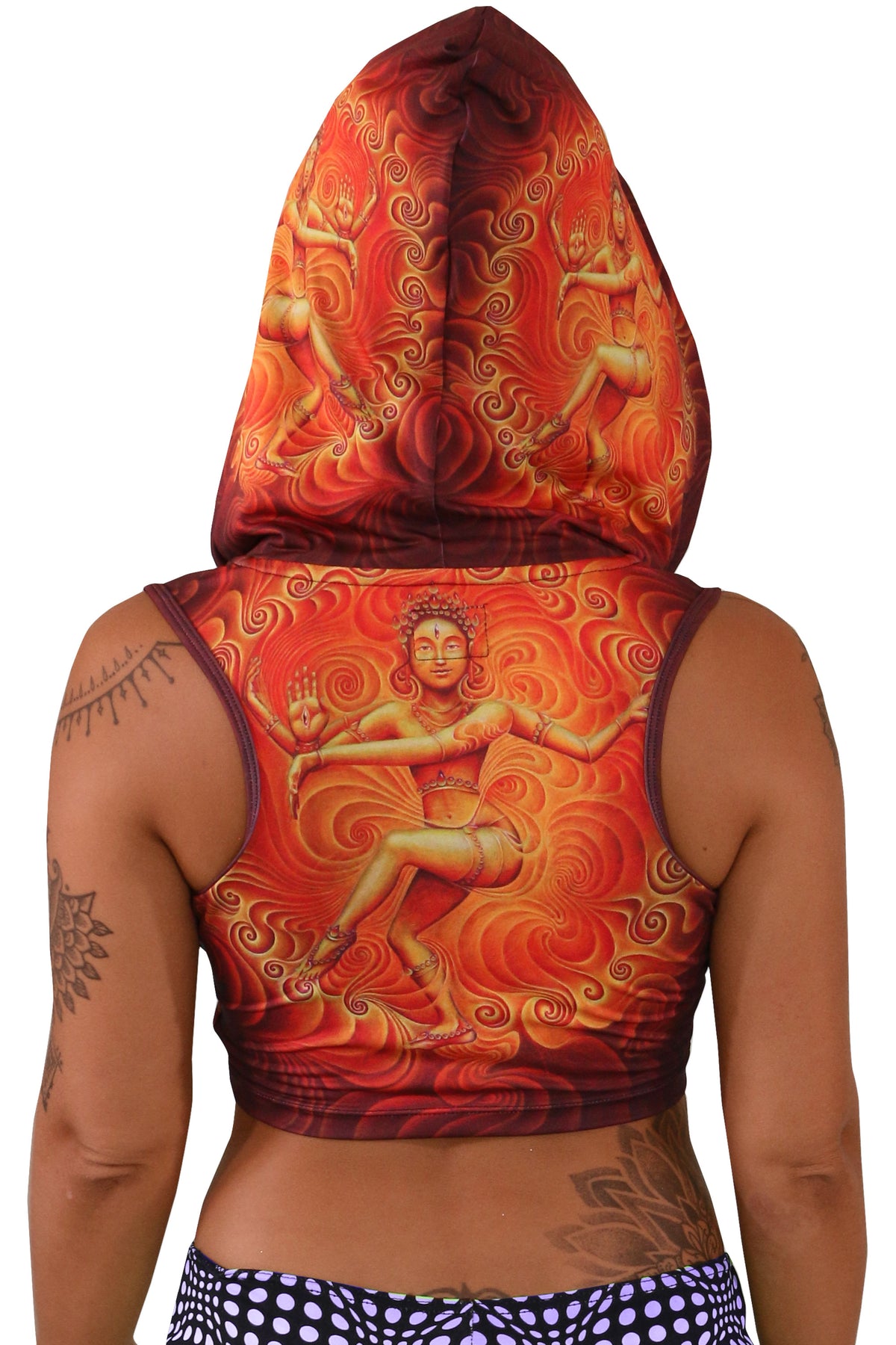 Hooded Crop Top : Nataraja Fire Dance - Women Tops - Space Tribe