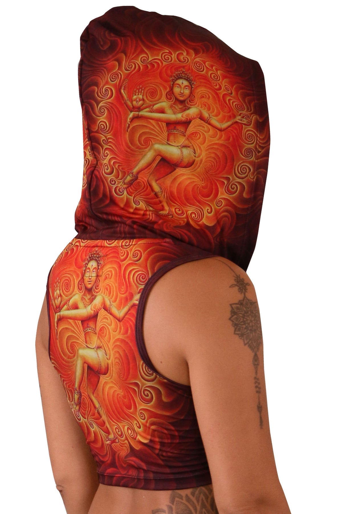 Hooded Crop Top : Nataraja Fire Dance - Women Tops - Space Tribe