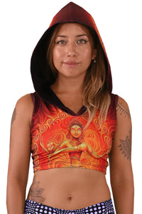 Hooded Crop Top : Nataraja Fire Dance - Women Tops - Space Tribe