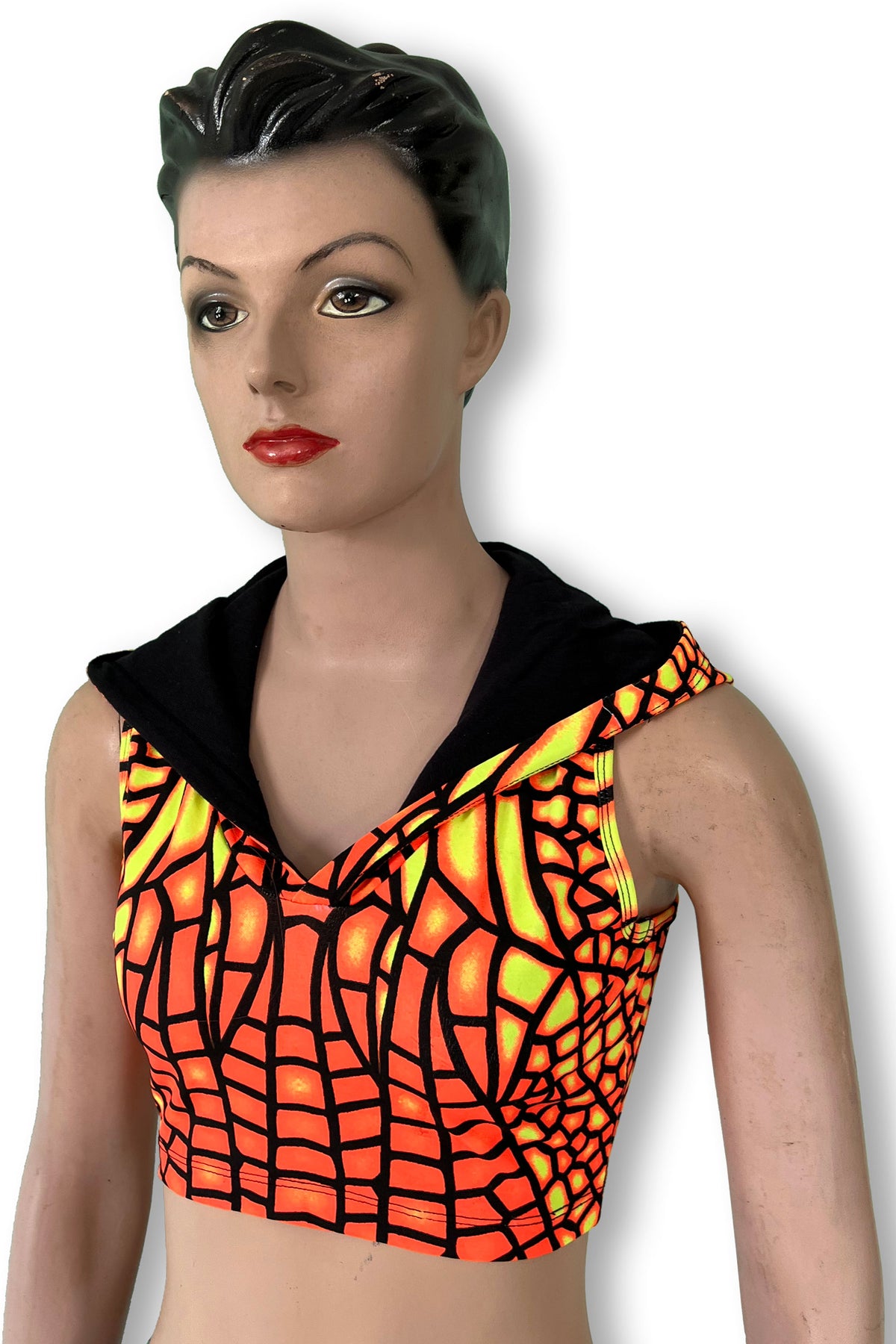 Hooded Crop Top : Fire Dragonfly
