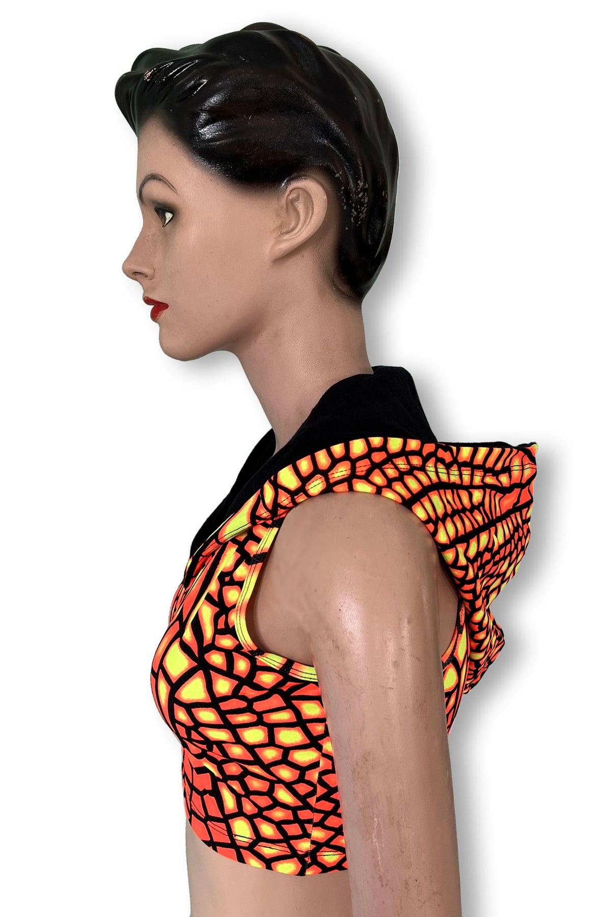 Hooded Crop Top : Fire Dragonfly