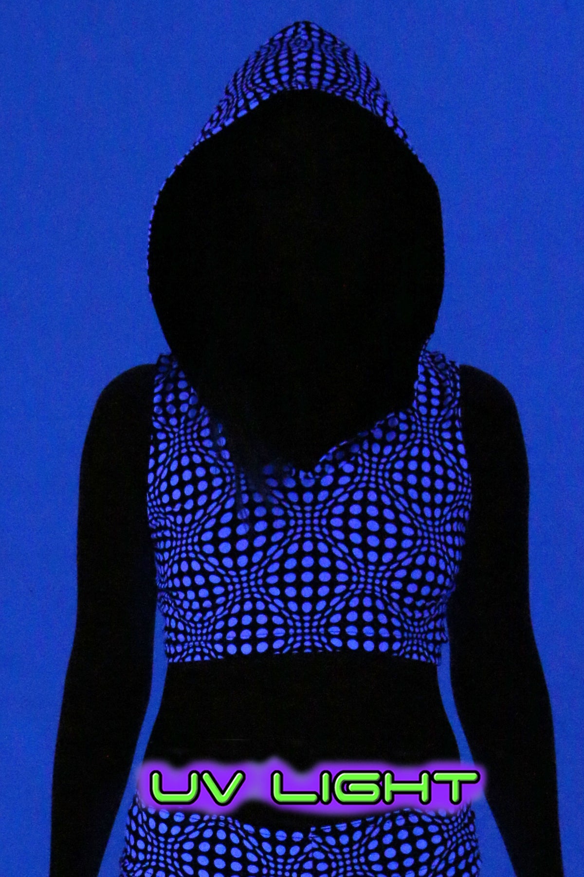 Hooded Crop Top : Black & White Wobberelli - Women Tops - Space Tribe