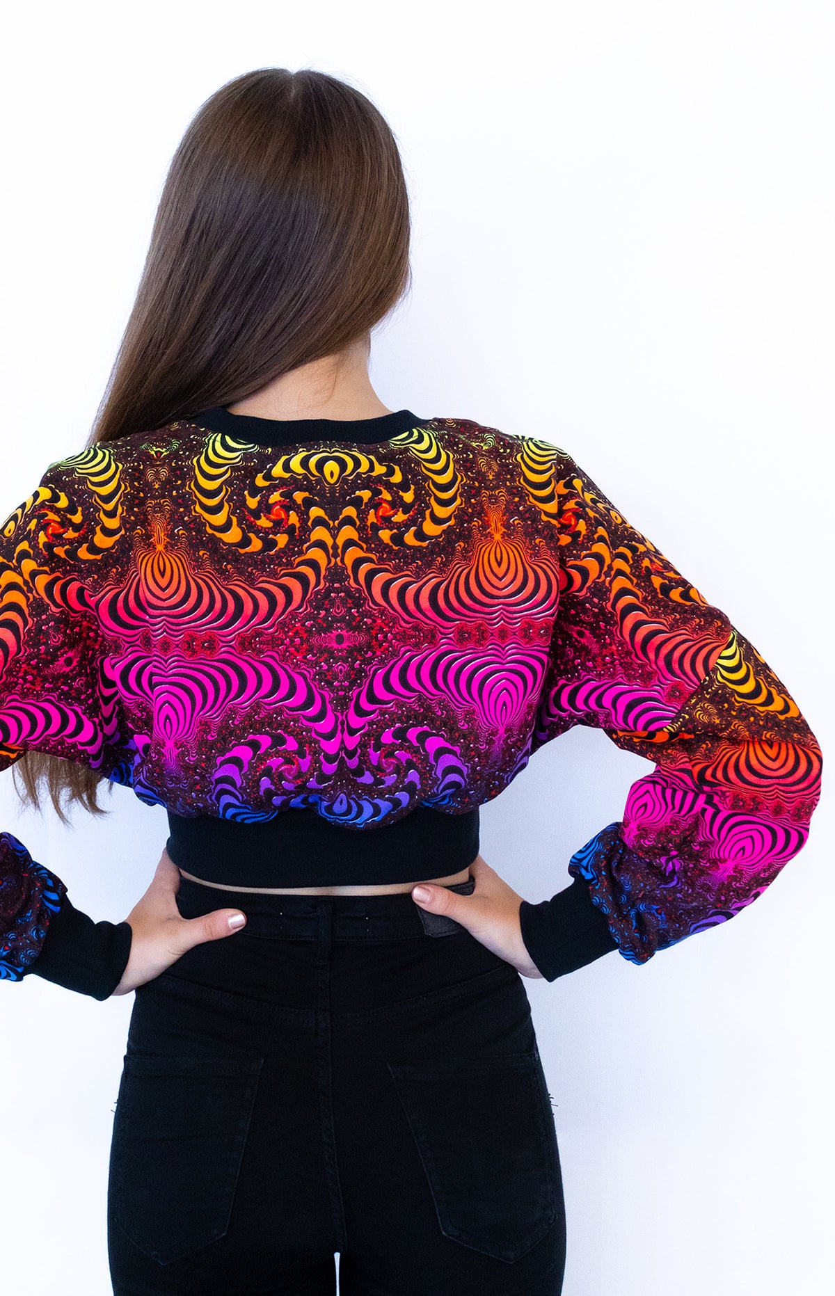 Cropped Sweat : Rainbow Fractal - Women Tops - Space Tribe