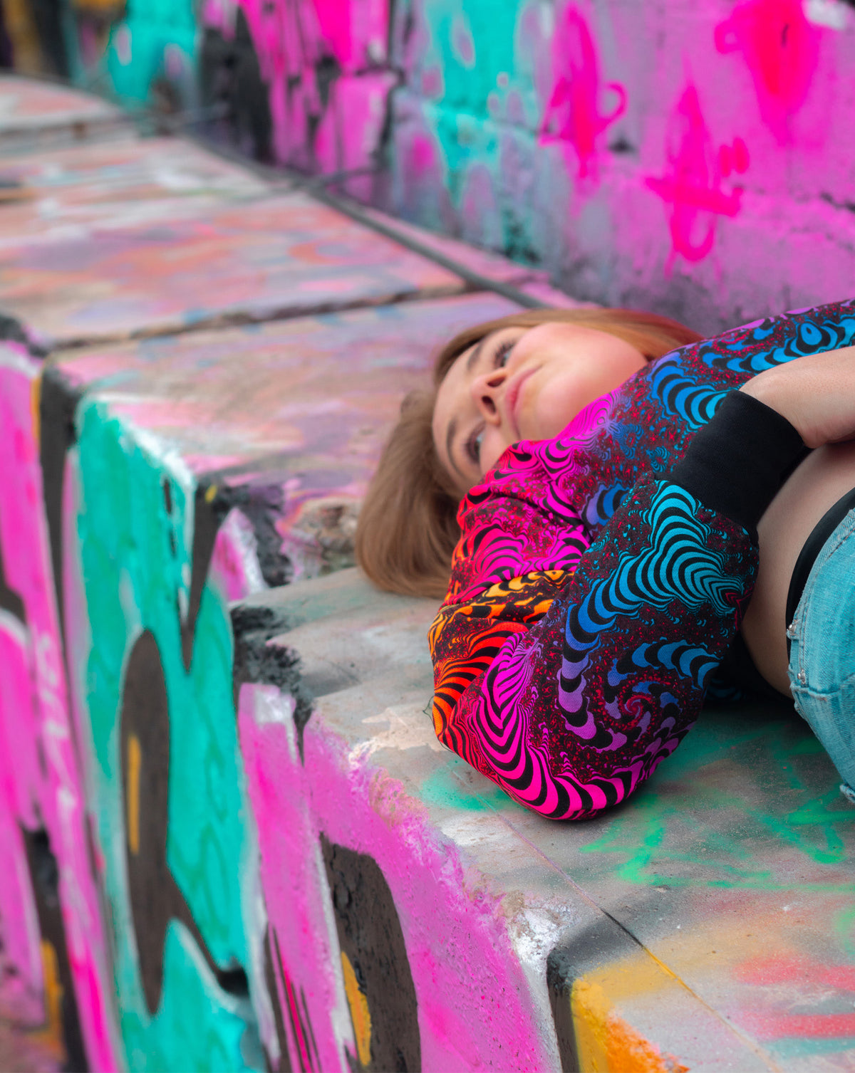 Cropped Sweat : Rainbow Fractal - Women Tops - Space Tribe