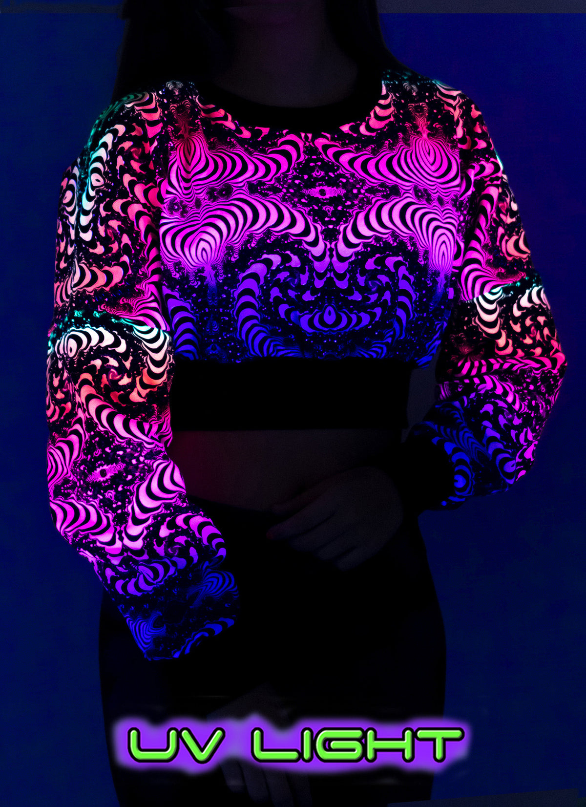 Cropped Sweat : Rainbow Fractal - Women Tops - Space Tribe