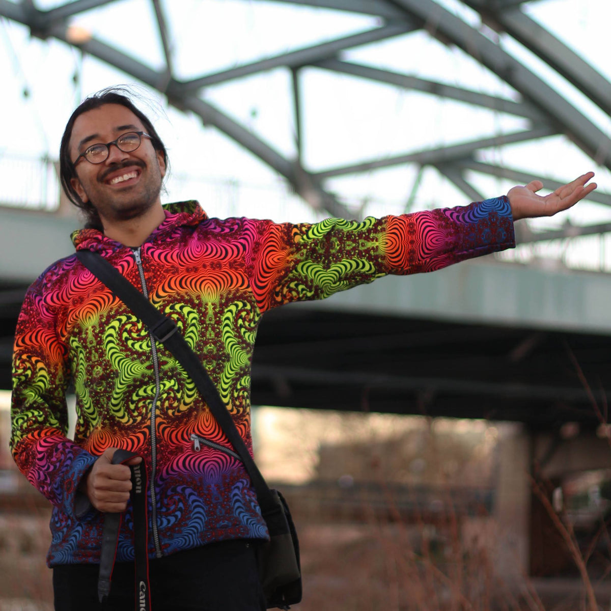 Hooded Zip Jacket : Rainbow Fractal - Men Jackets - Space Tribe
