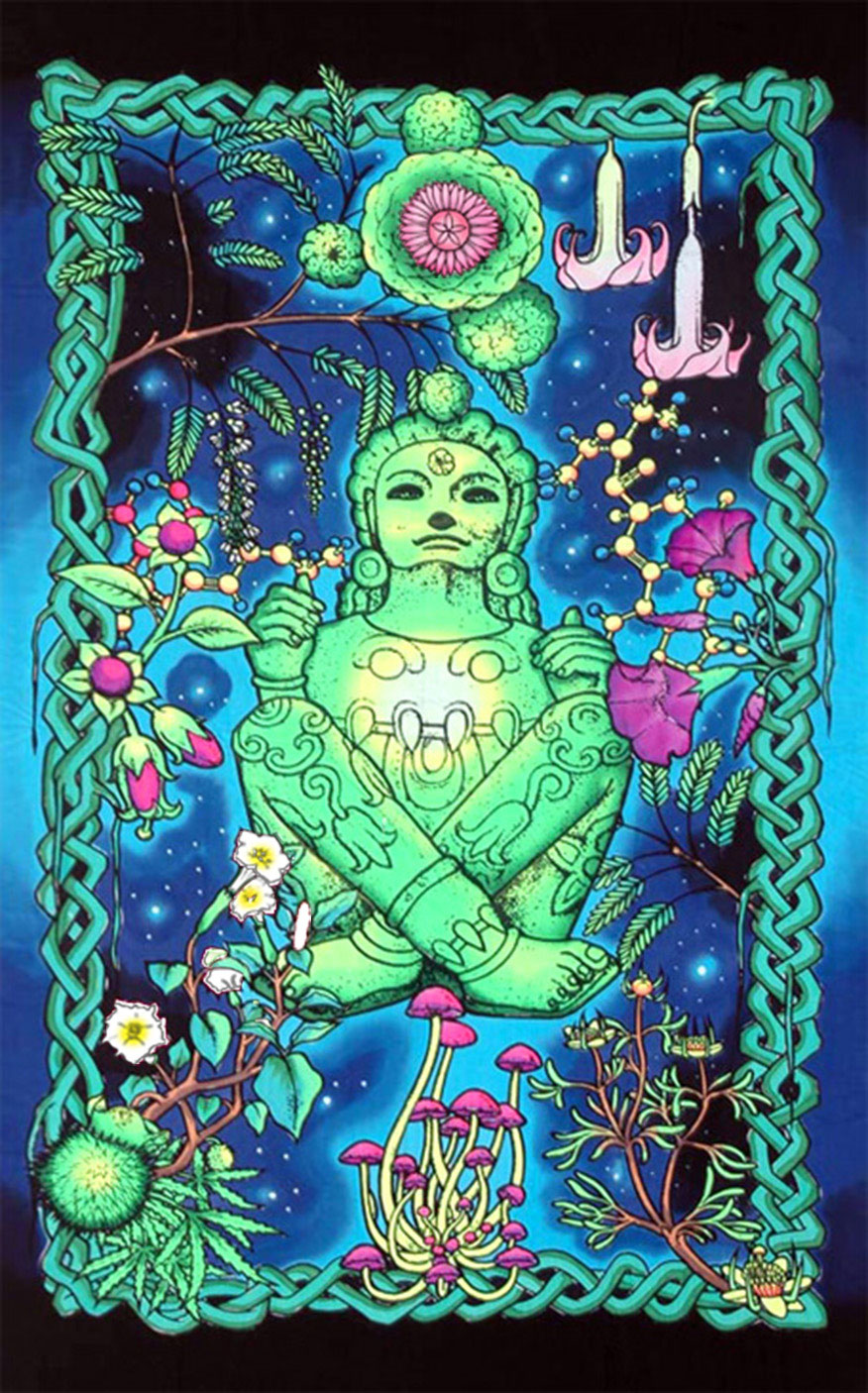UV Wallhanging : Lime Xochipilli - UV Wallhangings - Space Tribe