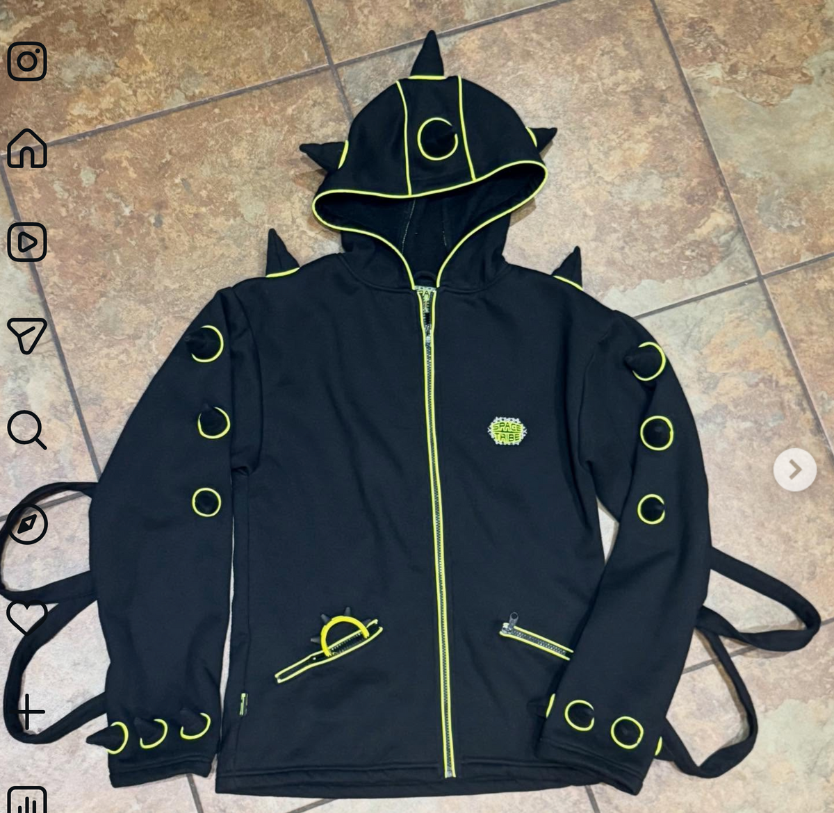 Spikey Urchin Jacket : Black + UV Yellow